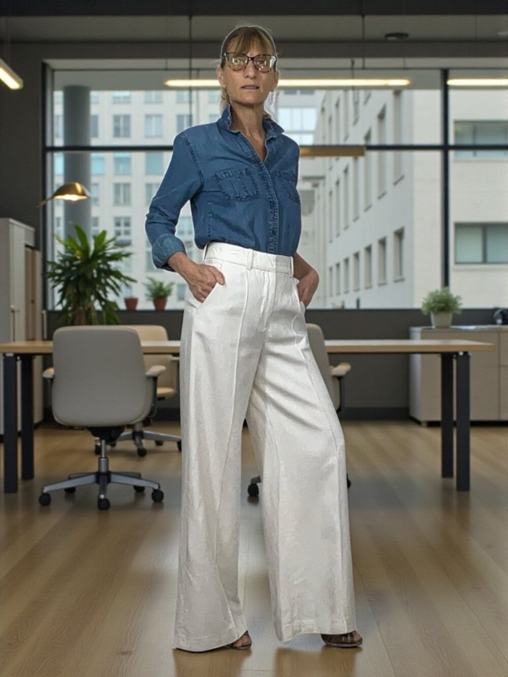 Zara Wide Leg Textured Luxury Pant XS Ivory High Rise